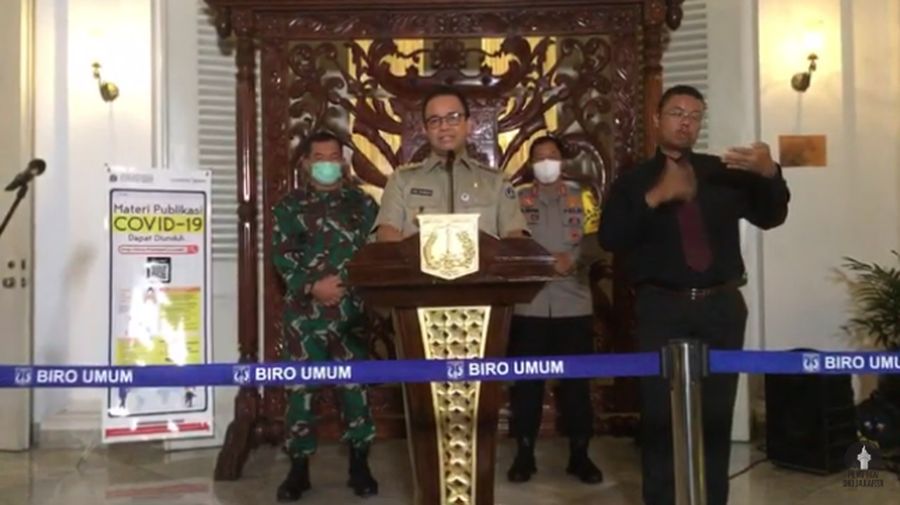 Gubernur DKI Jakarta Anies Baswedan Memberikan Keterangan Pers Mengenai Perkembangan Penanganan COVID-19 Jakarta (Youtube Pemprov DKI Jakarta)