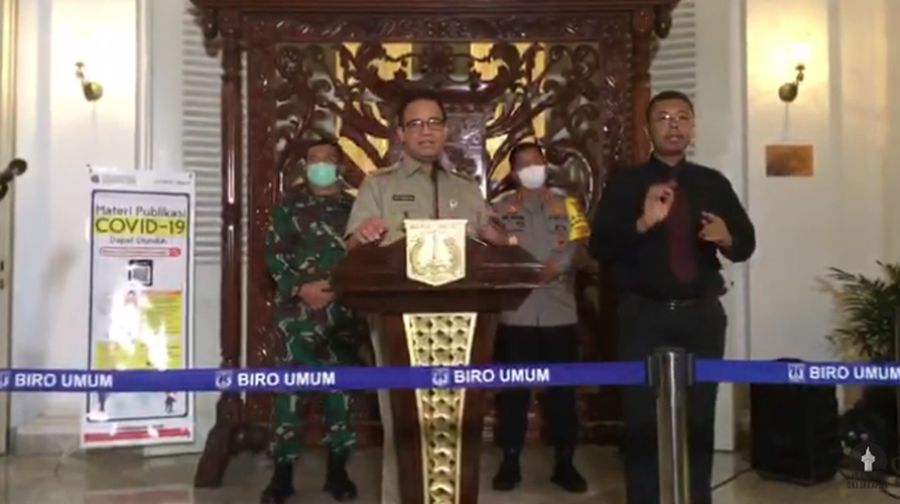 Gubernur DKI Jakarta Anies Baswedan Memberikan Keterangan Pers Mengenai Perkembangan Penanganan COVID-19 Jakarta (Youtube Pemprov DKI Jakarta)