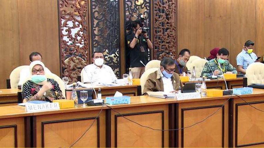 Baleg DPR RI Raker Virtual dengan Pemerintag Tentang RUU Cipta Kerja. (Tv Parlemen)