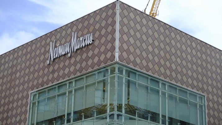 In this photo taken Friday, April 17, 2020, is the Neiman Marcus department store at Union Square in San Francisco. (AP Photo/Eric Risberg)