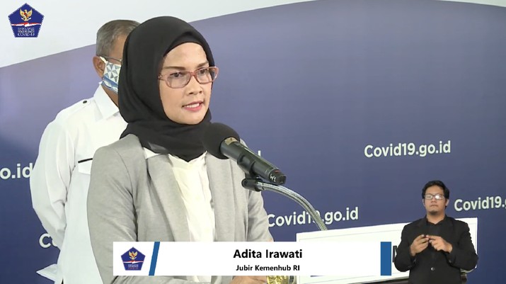 Juru Bicara Kementerian Perhubungan (Kemenhub), Adita Irawati (Youtube BNPB Indonesia) Juru Bicara Kementerian Perhubungan (Kemenhub), Adita Irawati (Youtube BNPB Indonesia)