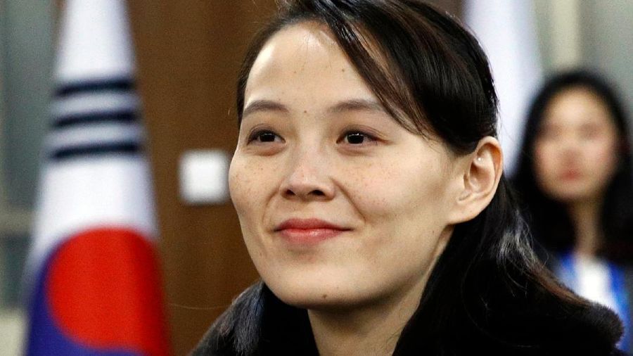 FILE - In this Feb. 9, 2018, file photo, Kim Yo Jong, sister of North Korean leader Kim Jong Un, arrives for the opening ceremony of the 2018 Winter Olympics in Pyeongchang, South Korea. In her first known official statement Tuesday, March 3, 2020, the younger sister of North Korean leader Kim Jong Un leveled diatribes and insults against rival South Korea for protesting her country's latest live-fire exercises.(AP Photo/Patrick Semansky, Pool, File)