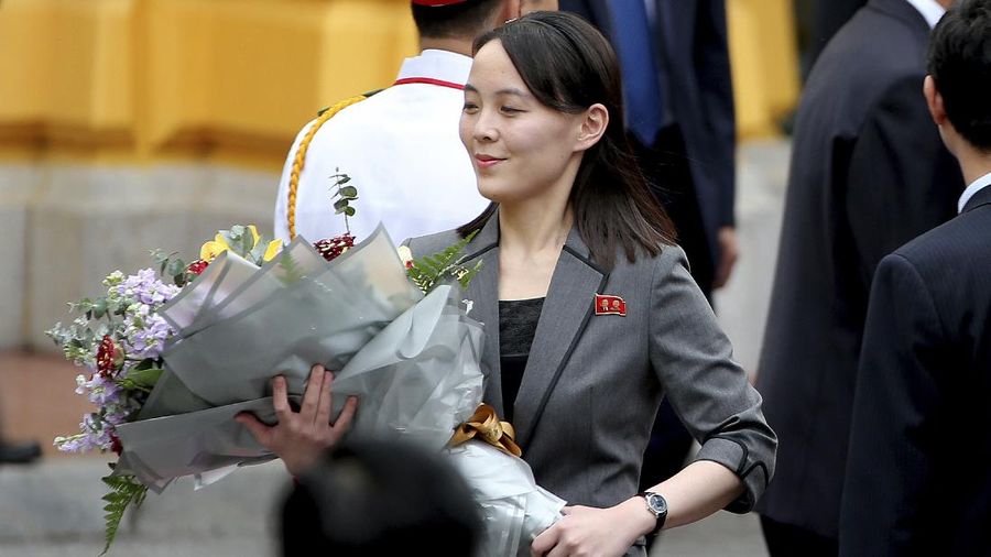 FILE - In this April 27, 2018, file photo, North Korean leader Kim Jong Un signs a guestbook next to his sister Kim Yo Jong, right, inside the Peace House at the border village of Panmunjom in Demilitarized Zone. With North Korea saying nothing so far about outside media reports that leader Kim Jong Un may be unwell, there’s renewed worry about who’s next in line to run a nuclear-armed country that’s been ruled by the same family for seven decades. (Korea Summit Press Pool via AP, File)
