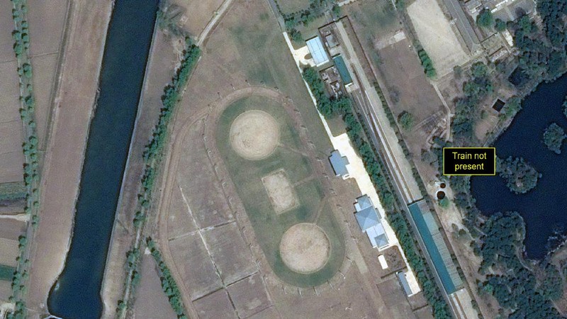 This Wednesday, April 15, 2020, satellite image provided by Airbus Defence & Space and annotated by 38 North, a website specializing in North Korea studies, shows overview of Wonsan complex in Wonsan, North Korea. Recent satellite photos show a train probably belonging to North Korean leader Kim Jong Un has been spotted on the country’s east coast amid mounting speculation about his health. (Airbus Defence & Space and 38 North, Pleiades©CNES 2020, Distribution Airbus DS via AP)