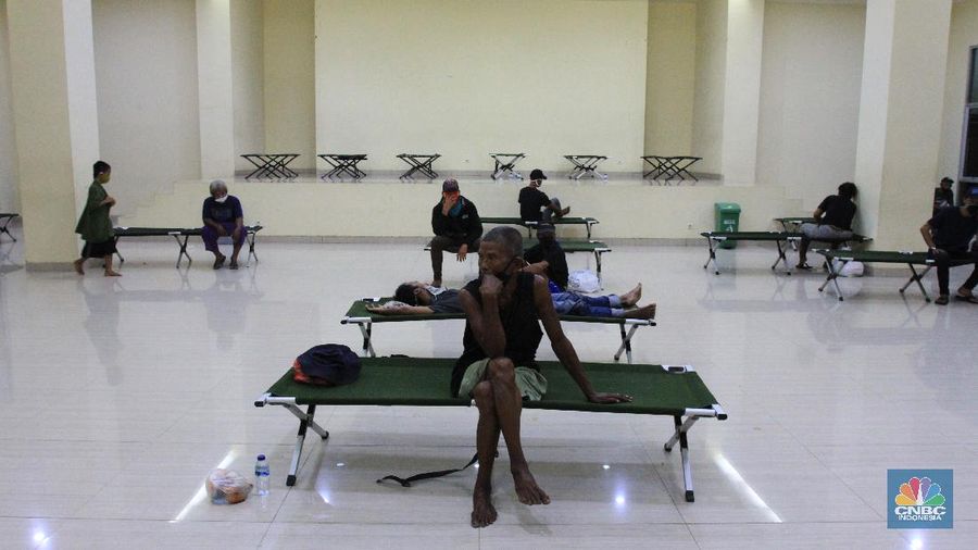 GOR Tanah Abang yang Jadi Penampungan Tunawisma. (CNBC Indonesia/Tri Susilo)