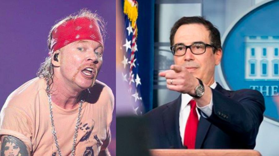 Axl Rose & Mnuchin/Colase Instagram, @stevenmunchin1 & @axl.rosee