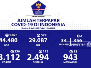 Corona RI 8 Mei, Jumlah Pasien Positif Mencapai 13.112 Kasus