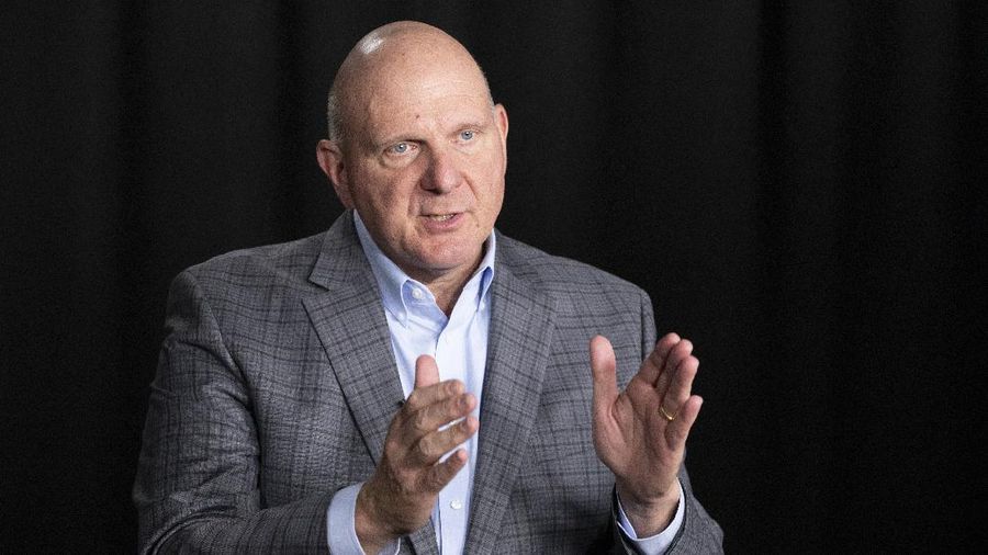 Steve Ballmer, founder of USA Facts, talks during an interview, Thursday, Nov. 14, 2019 in New York. A new poll from The Associated Press-NORC Center for Public Affairs Research and USA Facts finds that regardless of political belief, many Americans say they have a hard time figuring out if information is true. (AP Photo/Mark Lennihan)