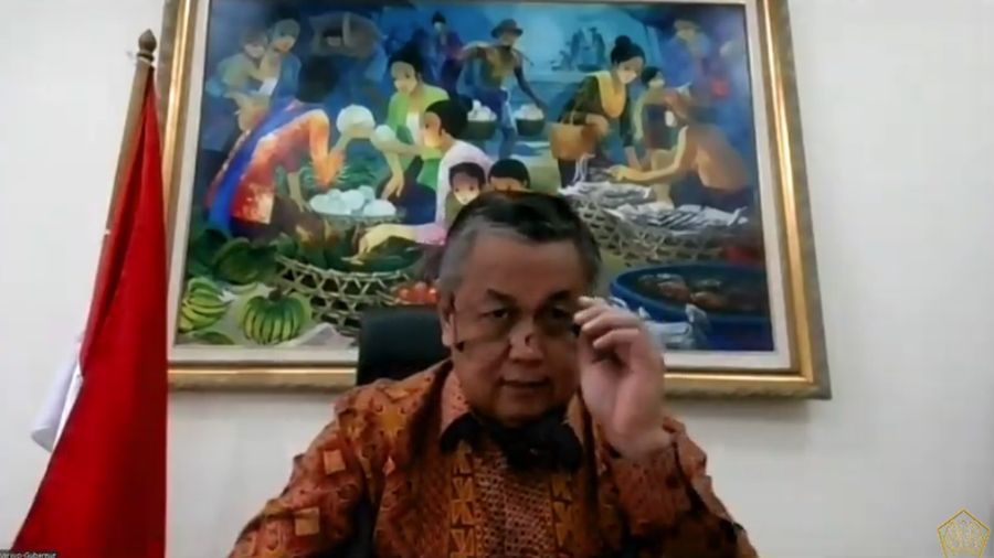 Gubernur Bank Indonesia Perry Warjiyo dalam konferensi pers Komite Stabilitas Sistem Keuangan (KSSK). (Youtube Kemenkeu RI)
