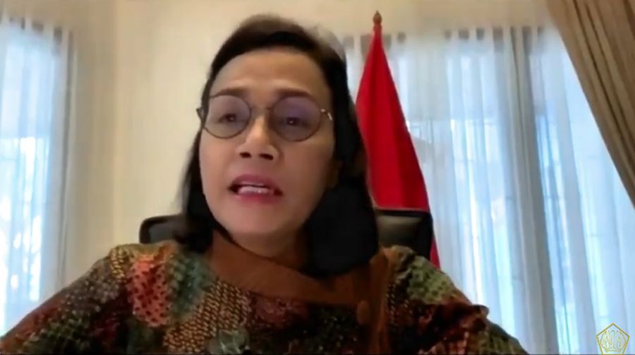 Menteri Keuangan, Sri Mulyani dalam konferensi pers Komite Stabilitas Sistem Keuangan (KSSK). (Youtube Kemenkeu RI)