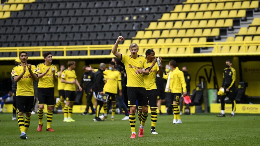 Liga Jerman digelar dengan aturan social distancing (AP/Martin Meissner)