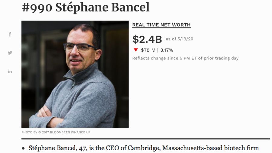 CEO Stephane Bancel, Forbes