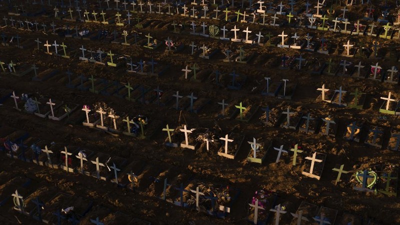 The riverside Educandos neighborhood is seen from above in Manaus, Brazil, Saturday, May 16, 2020. Per capita, Manaus is Brazil's major city hardest hit by COVID-19. (AP Photo/Felipe Dana)