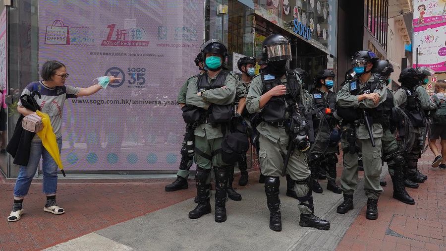 Demo Hong Kong, Rabu (27/5/2020).