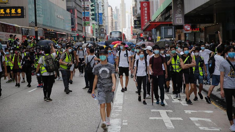 Demo Hong Kong, Rabu (27/5/2020).