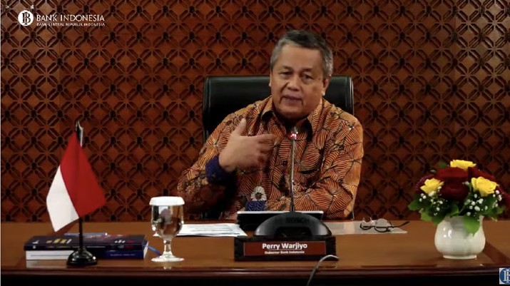 Gubernur Bank Indonesia Perry Warjiyo manyapaikan terkait kondisi ekonomi terkini (Youtube Bank Indonesia)