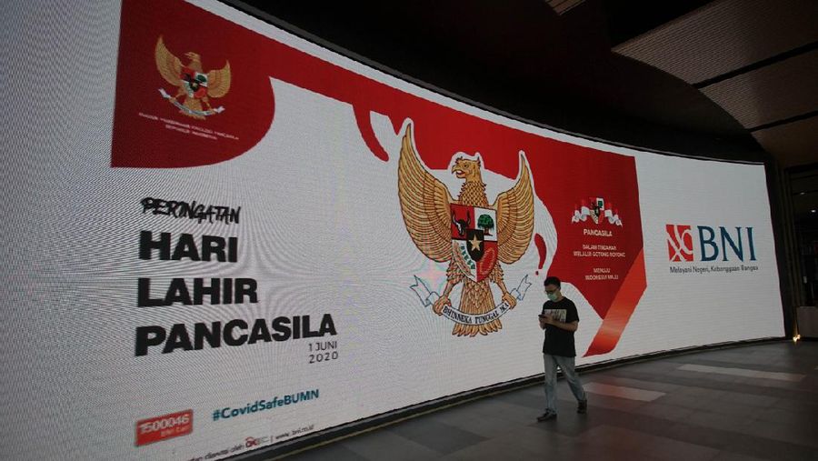 BNI memperingati Hari Lahir Pancasila melalui layar LED Gedung Menara BNI. (Dok.BNI)