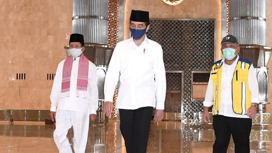 Jokowi tinjau kesiapan penerapan prosedur standar New Normal di sarana ibadah. Biro Pers Sekretariat Presiden