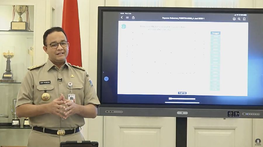 Anies Baswedan, Konferensi Pers Status Pembatasan Sosial Berskala Besar (PSBB) DKI Jakarta. Ist