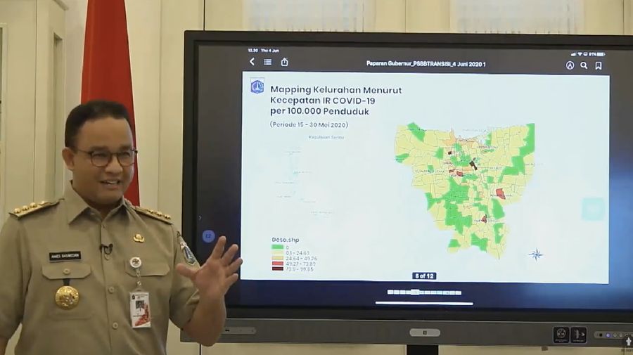 Anies Baswedan, Konferensi Pers Status Pembatasan Sosial Berskala Besar (PSBB) DKI Jakarta. Ist