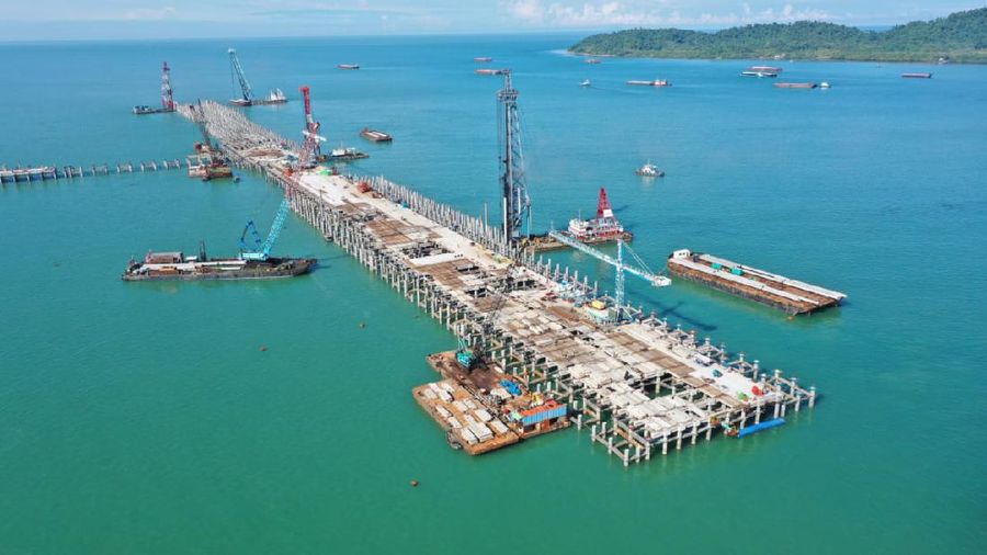 Terminal Kijing yang terletak di Kabupaten Mempawah, Kalimantan Barat, merupakan salah satu proyek strategis nasional yang sedang dilaksanakan oleh Kementerian Perhubungan cq Direktorat Jenderal Perhubungan Laut. (Dok.Kemenhub)