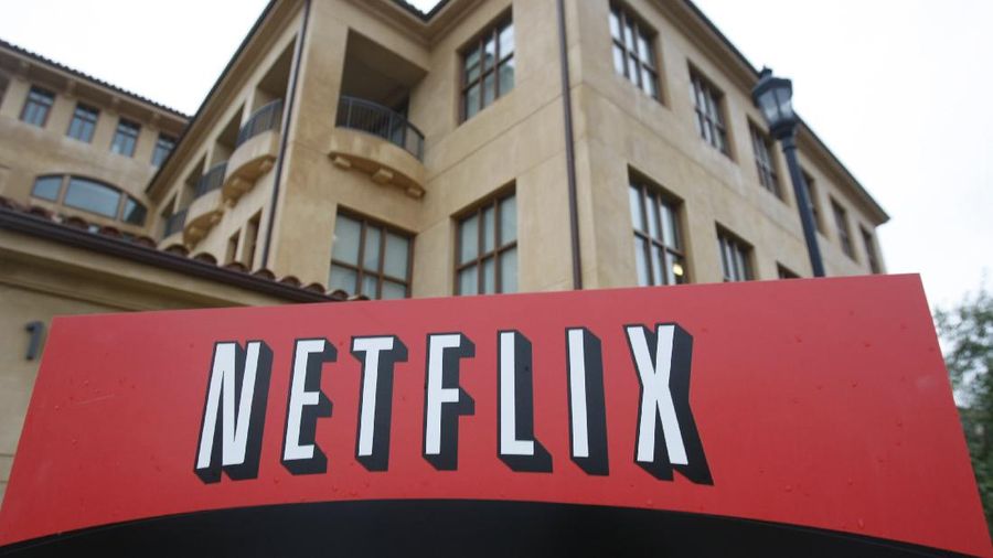 FILE - This Jan. 29, 2010, file photo shows the company logo and view of Netflix headquarters in Los Gatos, Calif. Netflix's normally lighthearted Twitter account took on a more somber tone on Saturday, May 30, 2020: 