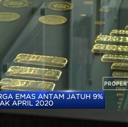 Harga Emas Antam Jatuh 9% Sejak April 2020
