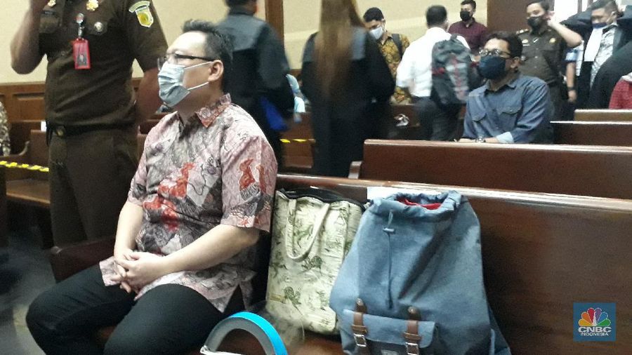 Benny Tjokrosaputro jalani sidang ke duadugaan korupsi PT Asuransi Jiwasraya di Pengadilan Negeri Tindak Pidana Korupsi Jakarta Pusat. (CNBC Indonesia/ Ferry Sandi)