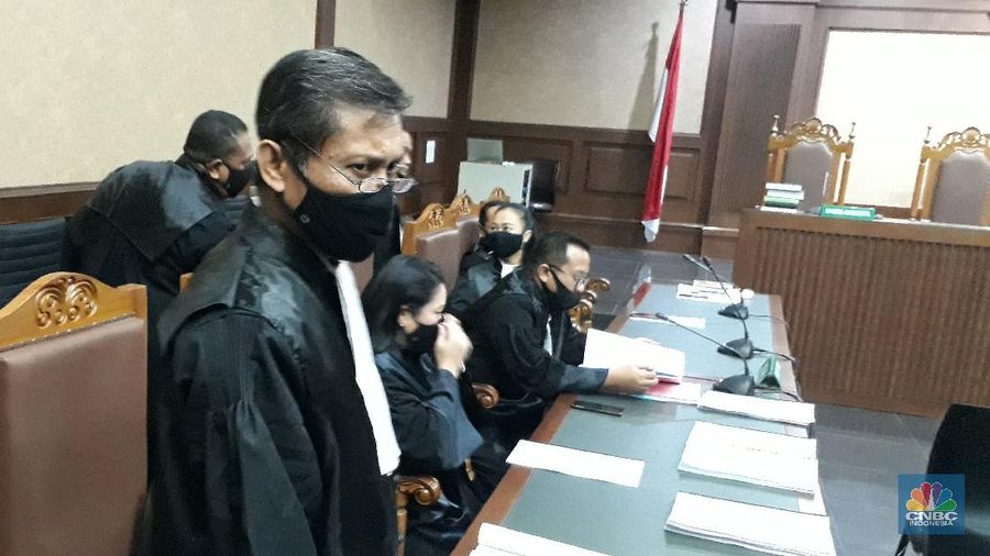 Benny Tjokrosaputro jalani sidang ke duadugaan korupsi PT Asuransi Jiwasraya di Pengadilan Negeri Tindak Pidana Korupsi Jakarta Pusat. (CNBC Indonesia/ Ferry Sandi)