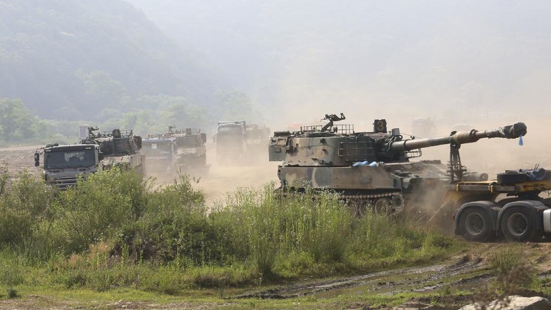 South Korean Marines patrol on Yeonpyeong Island, South Korea, Tuesday, June 16, 2020. North Korea blew up an inter-Korean liaison office building just north of the heavily armed border with South Korea on Tuesday in a carefully choreographed display of anger that sharply raises tensions on the Korean Peninsula and puts pressure on Washington and Seoul amid deadlocked nuclear diplomacy. (Kim In-chul/Yonhap via AP)
