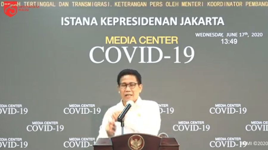 Mendes PDTT Abdul Halim Iskandar  Memberikan Keterangan Pers Mengenai Bantuan Sosial (Tangkapan Layar Youtube Sekretariat Presiden)