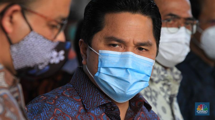 Menteri BUMN Erick Thohir saat peresmian staisun terpadu Tanah Abang, Rabu (17/6/2020) (CNBC Indonesia/ Tri Susilo)