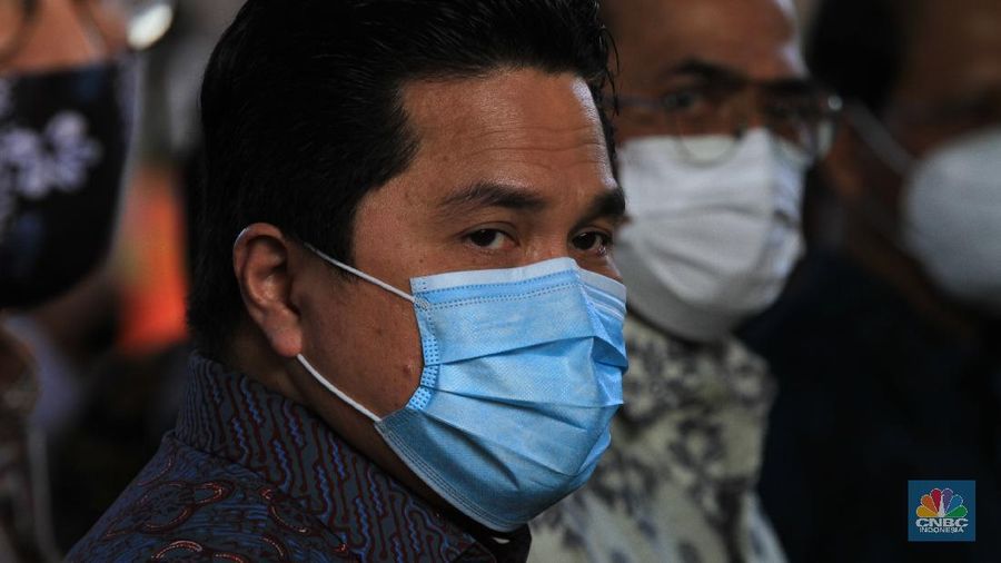 Menteri BUMN Erick Thohir saat peresmian staisun terpadu Tanah Abang, Rabu (17/6/2020) (CNBC Indonesia/ Tri Susilo)