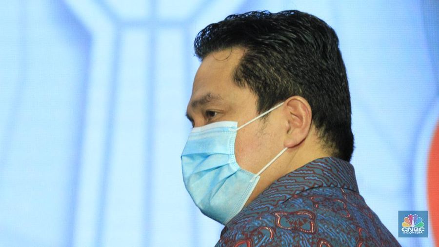 Menteri BUMN Erick Thohir saat peresmian staisun terpadu Tanah Abang, Rabu (17/6/2020) (CNBC Indonesia/ Tri Susilo)