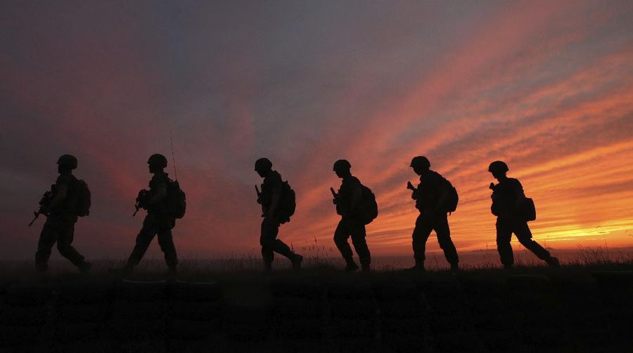 South Korean Marines patrol on Yeonpyeong Island, South Korea, Tuesday, June 16, 2020. North Korea blew up an inter-Korean liaison office building just north of the heavily armed border with South Korea on Tuesday in a carefully choreographed display of anger that sharply raises tensions on the Korean Peninsula and puts pressure on Washington and Seoul amid deadlocked nuclear diplomacy. (Kim In-chul/Yonhap via AP)