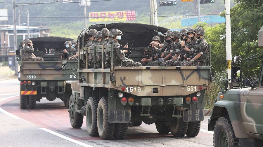 Tentara militer Korea Selatan di Paju, dekat perbatasan dengan Korea Utara, Korea Selatan (AP / Ahn Young-joon)