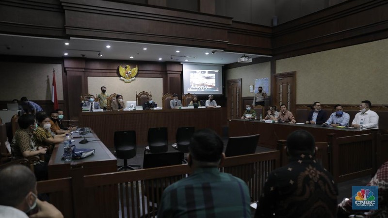 Nasabah Indosurya saat sidang Verifikasi Bilyet di Pengadilan Negeri Jakarta Pusat, Jumat (19/6/2020)  (CNBC Indonesia/ Muhammad Sabki)