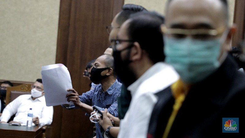 Nasabah Indosurya saat sidang Verifikasi Bilyet di Pengadilan Negeri Jakarta Pusat, Jumat (19/6/2020)  (CNBC Indonesia/ Muhammad Sabki)
