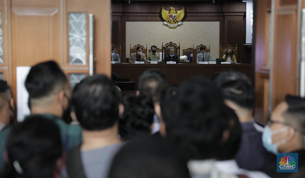 Nasabah Indosurya saat sidang Verifikasi Bilyet di Pengadilan Negeri Jakarta Pusat, Jumat (19/6/2020)  (CNBC Indonesia/ Muhammad Sabki)