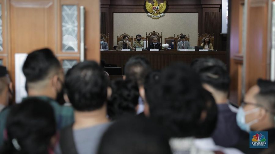 Nasabah Indosurya saat sidang Verifikasi Bilyet di Pengadilan Negeri Jakarta Pusat, Jumat (19/6/2020)  (CNBC Indonesia/ Muhammad Sabki)