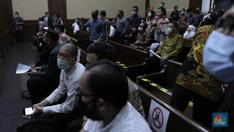 Nasabah Indosurya saat sidang Verifikasi Bilyet di Pengadilan Negeri Jakarta Pusat, Jumat (19/6/2020)  (CNBC Indonesia/ Muhammad Sabki)