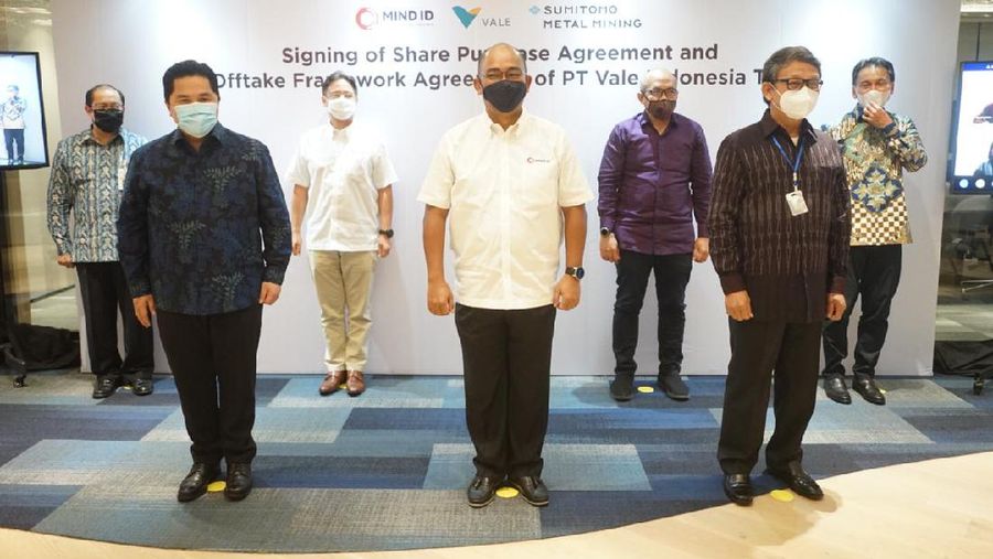 Mining Industry Indonesia (MIND ID) bersama dengan para pemegang saham mayoritas PT Vale Indonesia Tbk (PTVI) yaitu Vale Canada Limited (VCL) dan Sumitomo Metal Mining Co., Ltd. (SMM), telah menandatangani Perjanjian Jual Beli Saham (Shares Purchase Agreement) pada tanggal 19 Juni 2020 untuk membeli 20% saham divestasi PTVI. Ist
