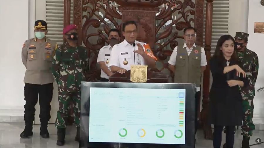 Konferensi Pers Gubernur DKI Anies Baswedan tentang Perkembangan PSBB Transisi, 1 Juli 2020.