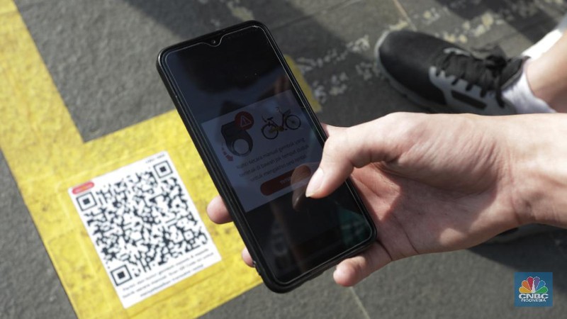 Layanan Bike Sharing berbasis aplikasi untuk masyarakat perkotaan. CNBC Indonesia/Tri Susilo
