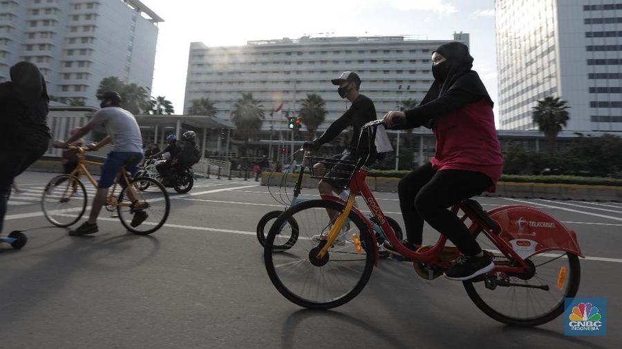 Layanan Bike Sharing berbasis aplikasi untuk masyarakat perkotaan. CNBC Indonesia/Tri Susilo