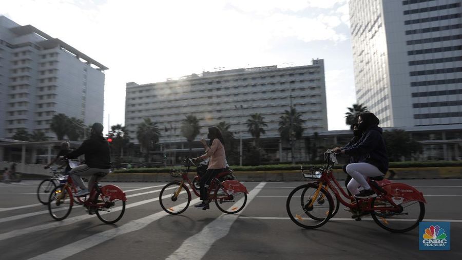 Layanan Bike Sharing berbasis aplikasi untuk masyarakat perkotaan. CNBC Indonesia/Tri Susilo