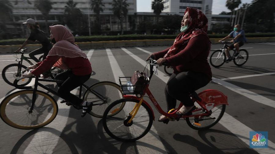 Layanan Bike Sharing berbasis aplikasi untuk masyarakat perkotaan. CNBC Indonesia/Tri Susilo