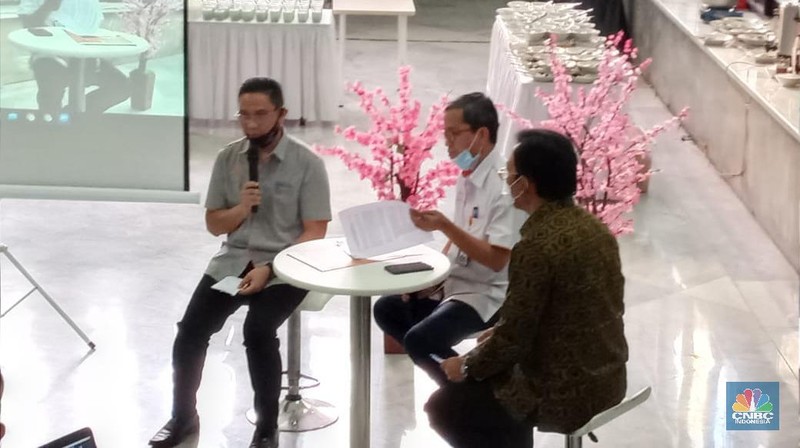 Konfrensi Pers Himbara di Gedung Filateli Jakarta, Senin (6//7/2020).  (CNBC Indonesia/ Syahrizal Sidik)