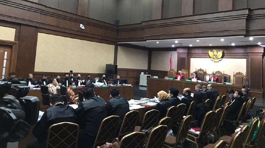 Sidang Jiwasraya di PN Pusat, Senin (6/7/2020). (CNBC Indonesia/Daniel Siburian)
