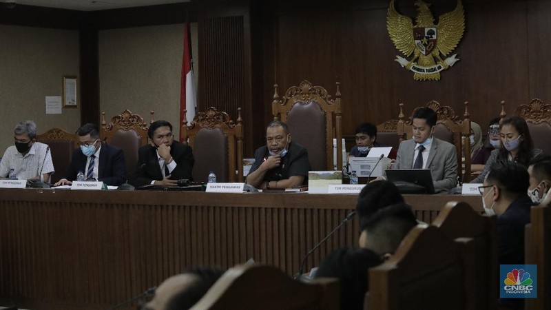 Suasana sidang lanjutan Penundaan Kewajiban Pembayaran Utang (PKPU) oleh Koperasi Simpan Pinjam (KSP) Indosurya di Pengadilan Negeri Jakarta Pusat, Rabu (8/7/2020). (CNBC Indonesia/ Tri Susilo)